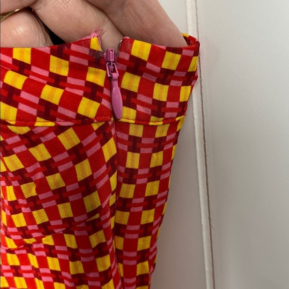 Maeve Anthropologie Maxi 6 Colorblock Straps Side Zip Lined Handkerchief Hem EUC - Picture 8 of 14